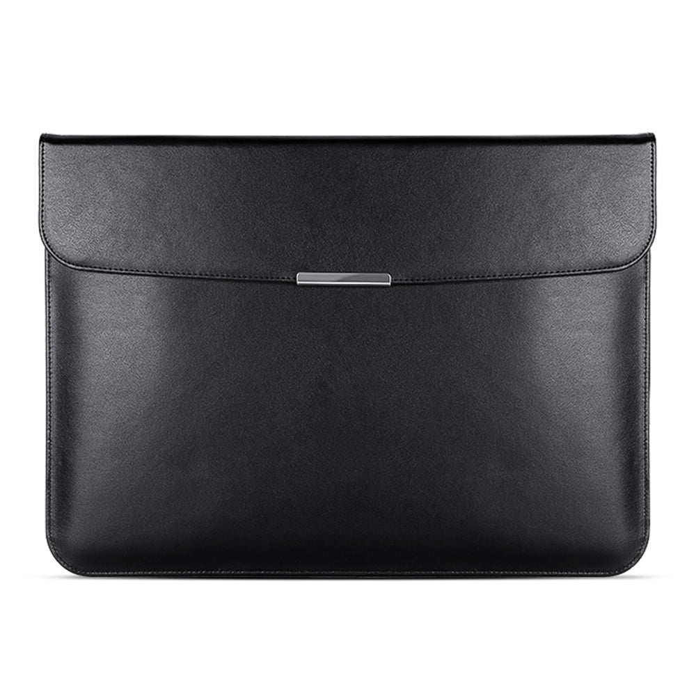 For 15-16 Inch Laptop Portable Horizontal Sleeve Magnetic Closure PU Leather Notebook Carrying Bag - Black