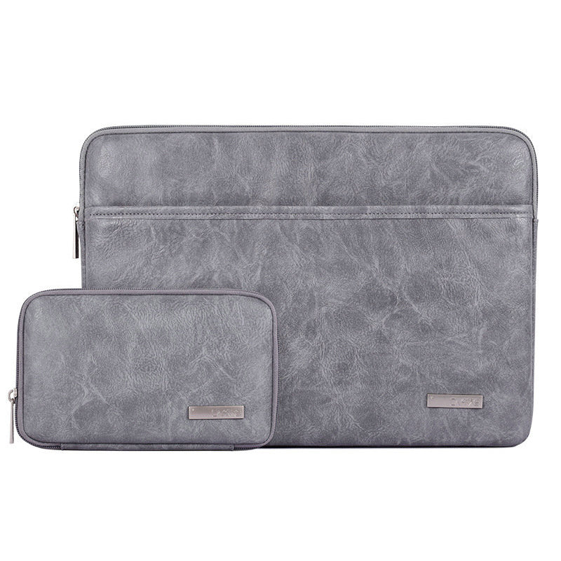 Canvasartisan L38-T0621 13-Inch Laptop Protection Sleeve Ultra-slim PU Leather Notebook Computer Bag with Small Pouch - Grey