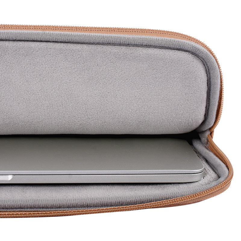 Canvasartisan L38-T0621 12-Inch Laptop Sleeve Ultra-slim PU Leather Notebook Computer Protection Storage Bag with Small Pouch - Khaki