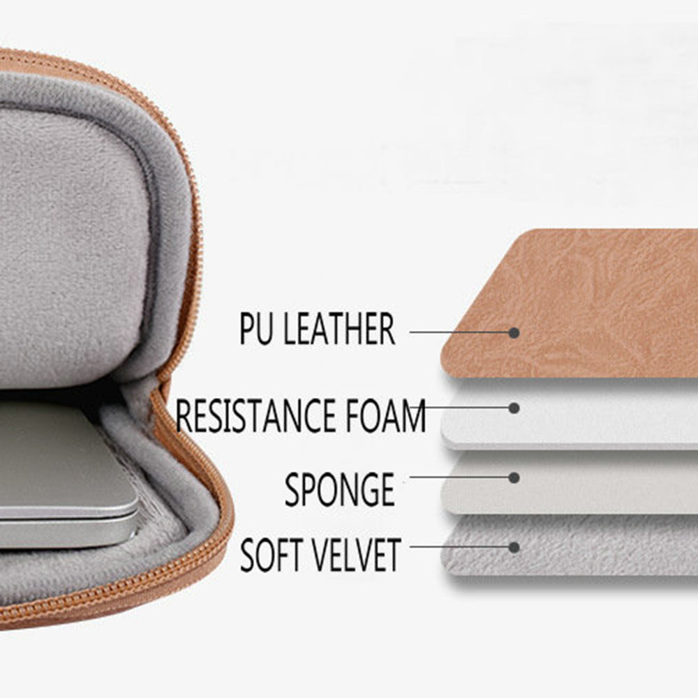 Canvasartisan L38-T0621 14-Inch Notebook Computer Bag Laptop Protection Sleeve Super Thin PU Leather Carrying Handbag with Small Pouch - Khaki