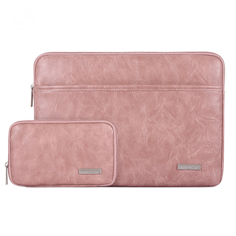 Canvasartisan L38-T0621 14-Inch Notebook Computer Bag Laptop Protection Sleeve Super Thin PU Leather Carrying Handbag with Small Pouch - Pink