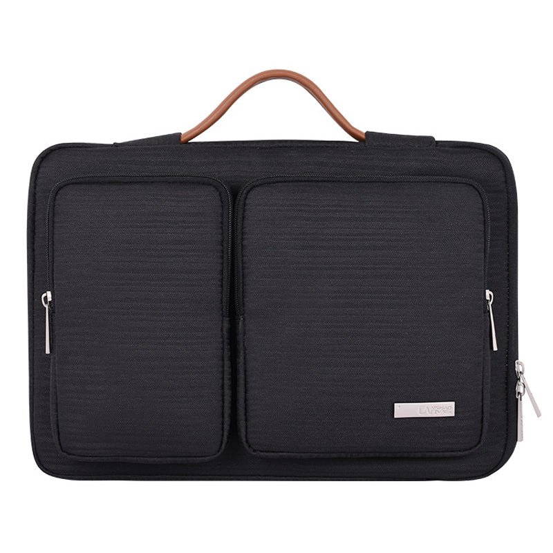 Portable Sleeve Bag Splashproof Laptops Slim Case with 2 Pouches / Handle Strap for 15 inch Notebook Shockproof Carrying Case - Black