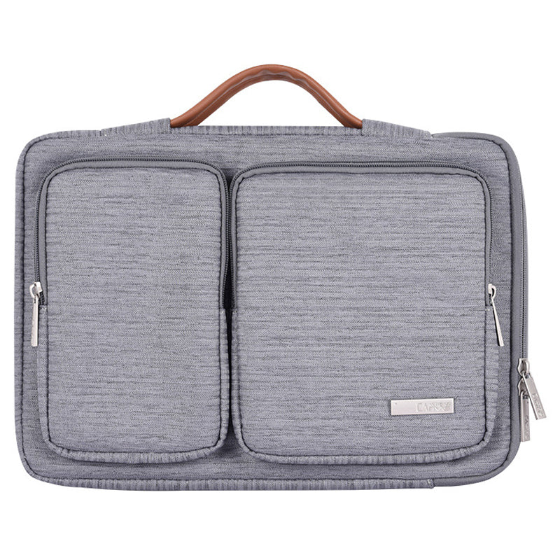 Portable Sleeve Bag Splashproof Laptops Slim Case with 2 Pouches / Handle Strap for 15 inch Notebook Shockproof Carrying Case - Grey