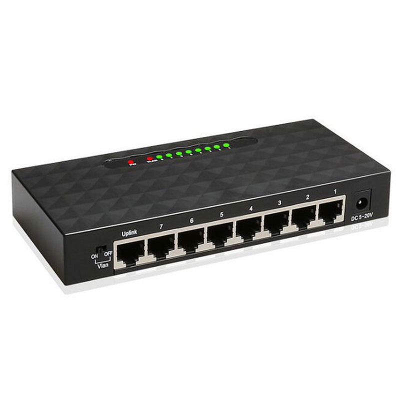 8-Port Gigabit Ethernet Switch Home Network Hub, Office Ethernet Splitter, Plug-and-Play, Desktop Silent Gigabit Switch - US Plug