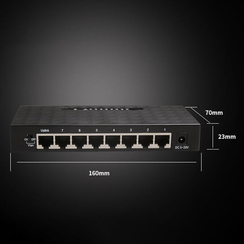 8-Port Gigabit Ethernet Switch Home Network Hub, Office Ethernet Splitter, Plug-and-Play, Desktop Silent Gigabit Switch - UK Plug
