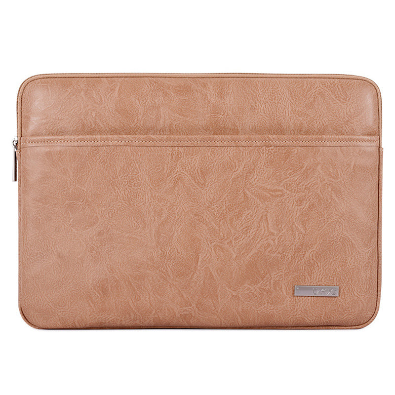 Canvasartisan L38-06 Ultra Thin Sleeve Bag for 15 inch Laptop PU Leather Carrying Case Notebook Portable Bag - Khaki