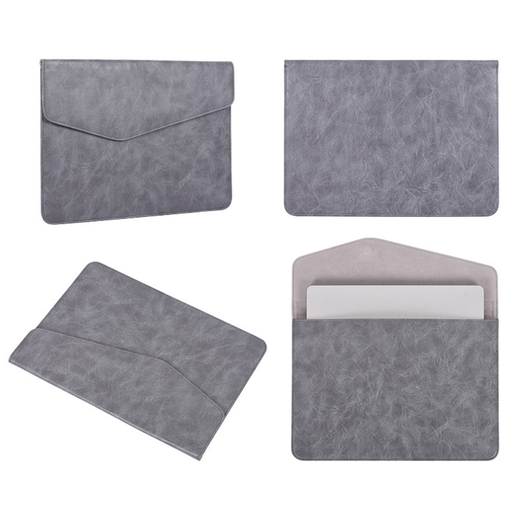 Canvasartisan EL38-03 Envelope Carrying Case for 12 inch Laptops Shockproof Portable Bag Anti-Fingerprint PU Leather Bag - Grey