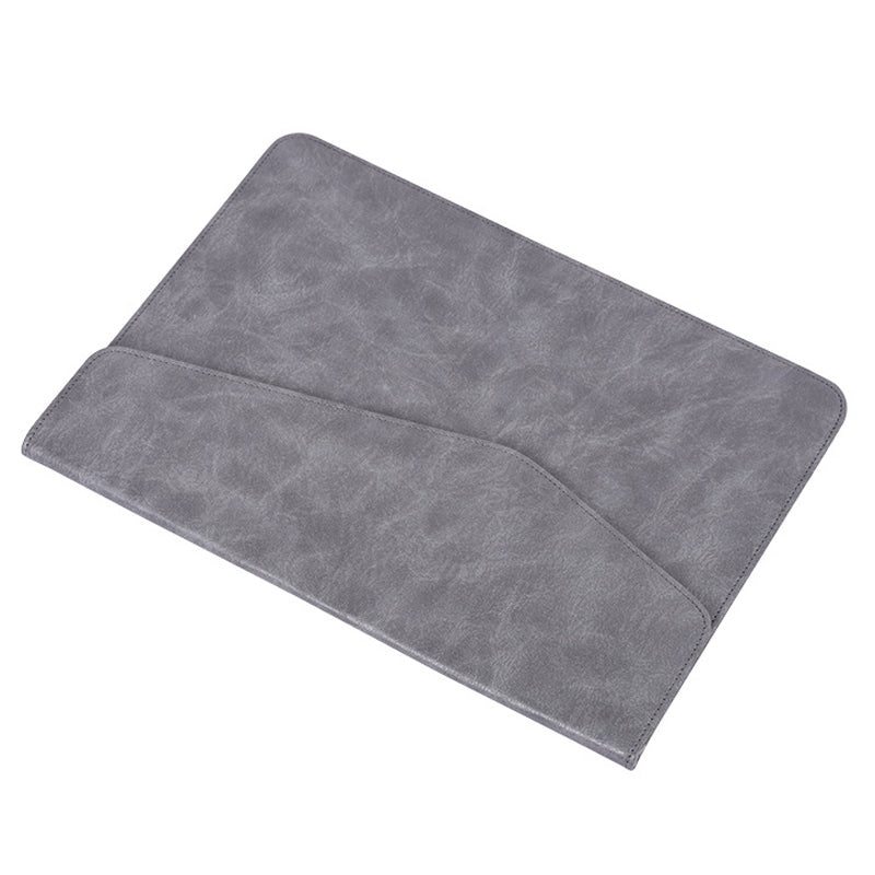 Canvasartisan EL38-03 PU Leather Case for 15 inch Laptops Envelope Carrying Bag Anti-Scratch Portable Bag - Grey