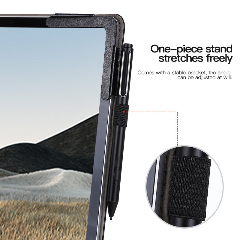 for Microsoft Surface Laptop 1 / 2 / 3 / 4 13.5-inch PU Leather Case Magnetic Closure Carrying Bag Anti-Scratch Portable Laptop Protector with Pen Holder - Black / Grey