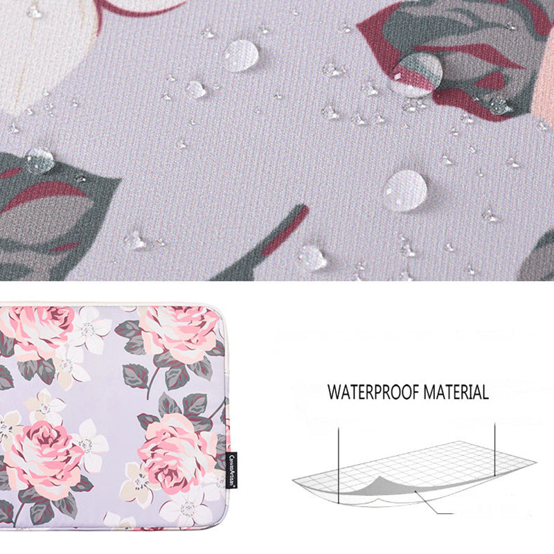 Canvasartisan H40-01 Shockproof Sleeve Bag for 14-inch Laptops Portable Storage Bag Rose Pattern Printed Carrying Case - Grey