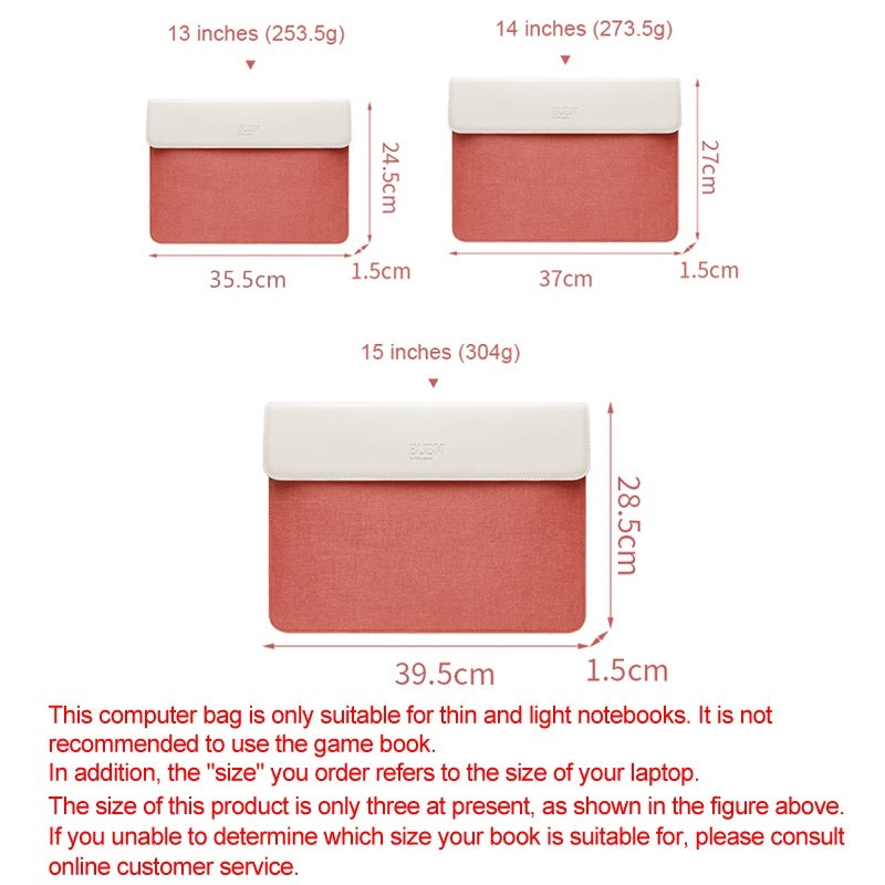 Bubm NDB-GB 14-inch Notebook Carrying Case Ultra Thin Magnetic Flap Soft Lining Laptop Sleeve - Watermelon Red