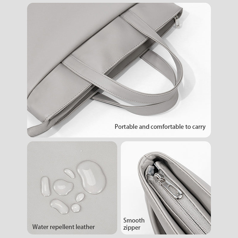 Uniqkart 14 Inch Laptop Handbag Travel Carrying Bag Anti-wear Leather Notebook Computer Protection Sleeve - Grey