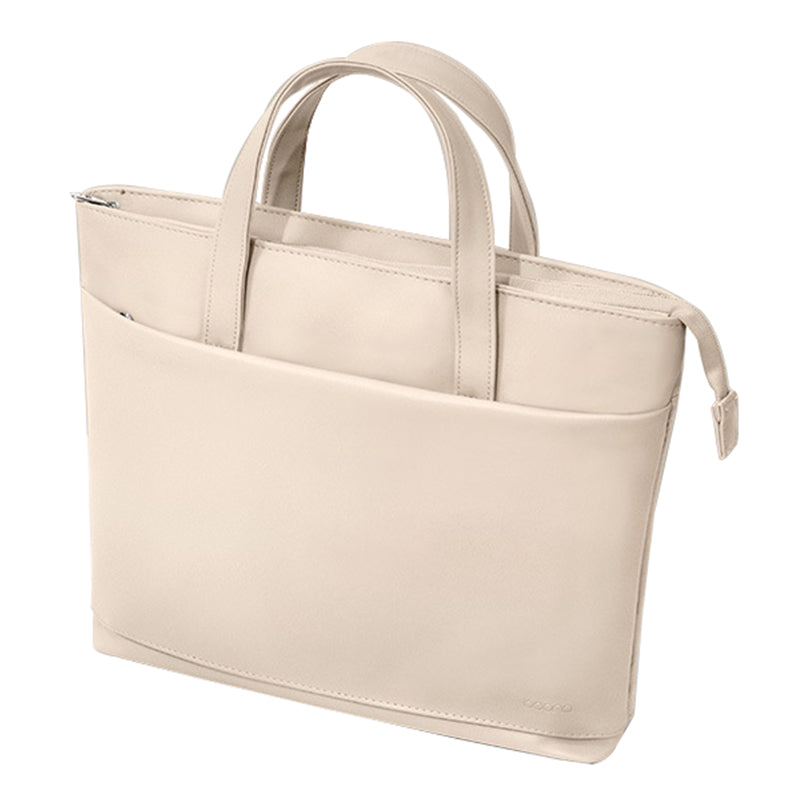 Uniqkart 14 Inch Laptop Handbag Travel Carrying Bag Anti-wear Leather Notebook Computer Protection Sleeve - Apricot