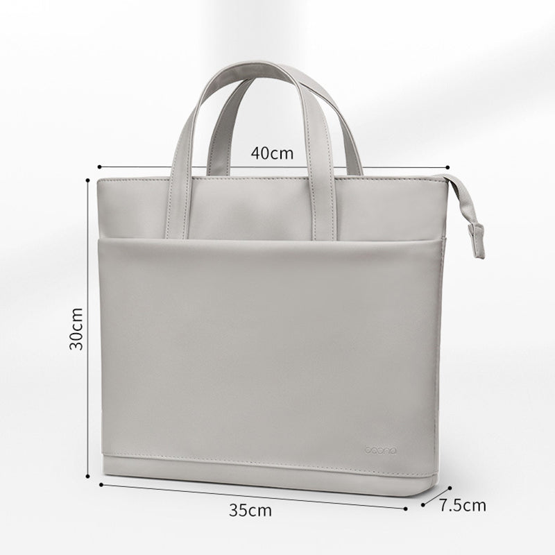 Uniqkart 14 Inch Laptop Handbag Travel Carrying Bag Anti-wear Leather Notebook Computer Protection Sleeve - Apricot