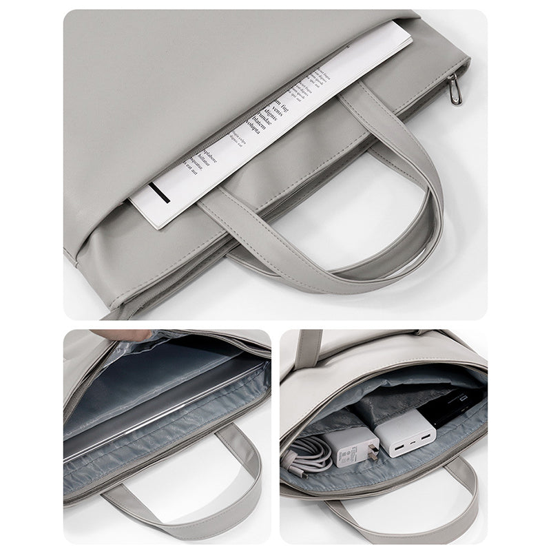 Uniqkart 14 Inch Laptop Handbag Travel Carrying Bag Anti-wear Leather Notebook Computer Protection Sleeve - Pink