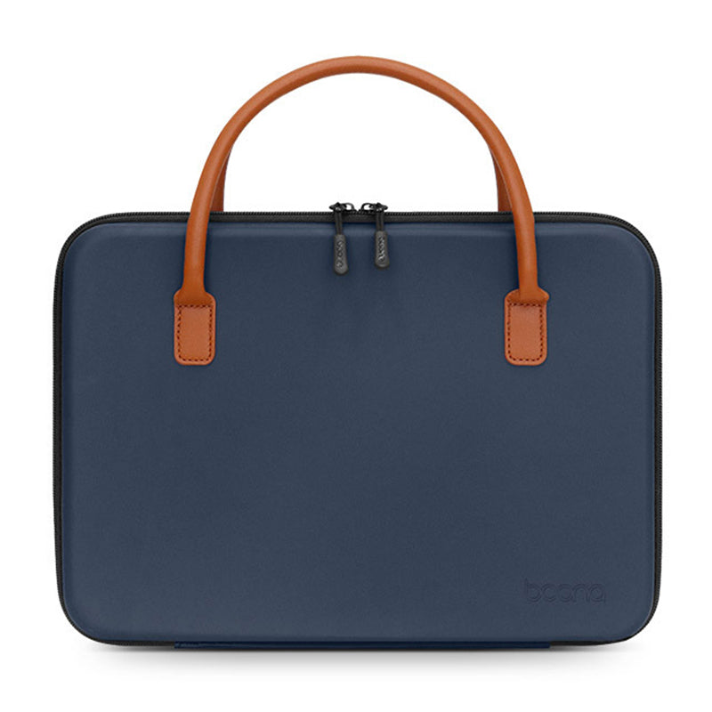 for MacBook 13.3inch Matebook Shockproof Case EVA+Leather Laptop Bag Notebook Computer Protection Sleeve Travel Work Carrying Handbag - Navy Blue