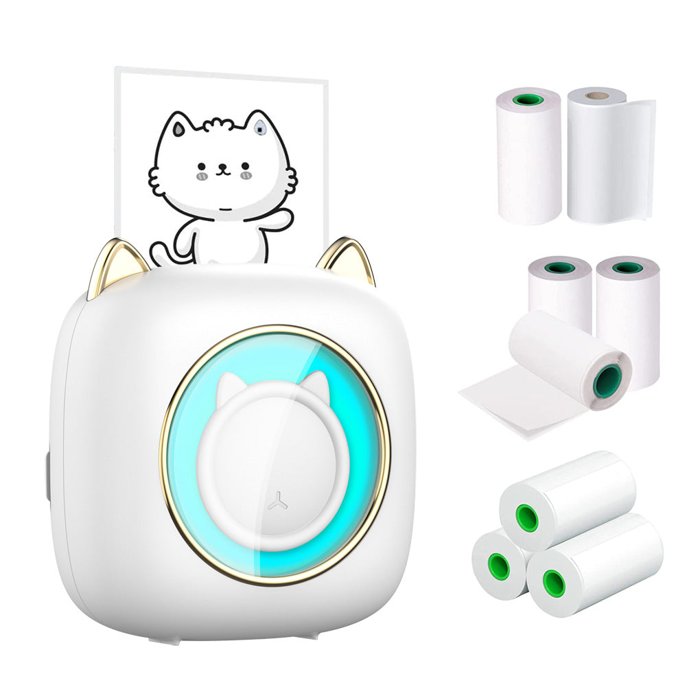 C23 Cute Mini Portable Printer Thermal 200DPI HD Printer with Colorful Light for Students