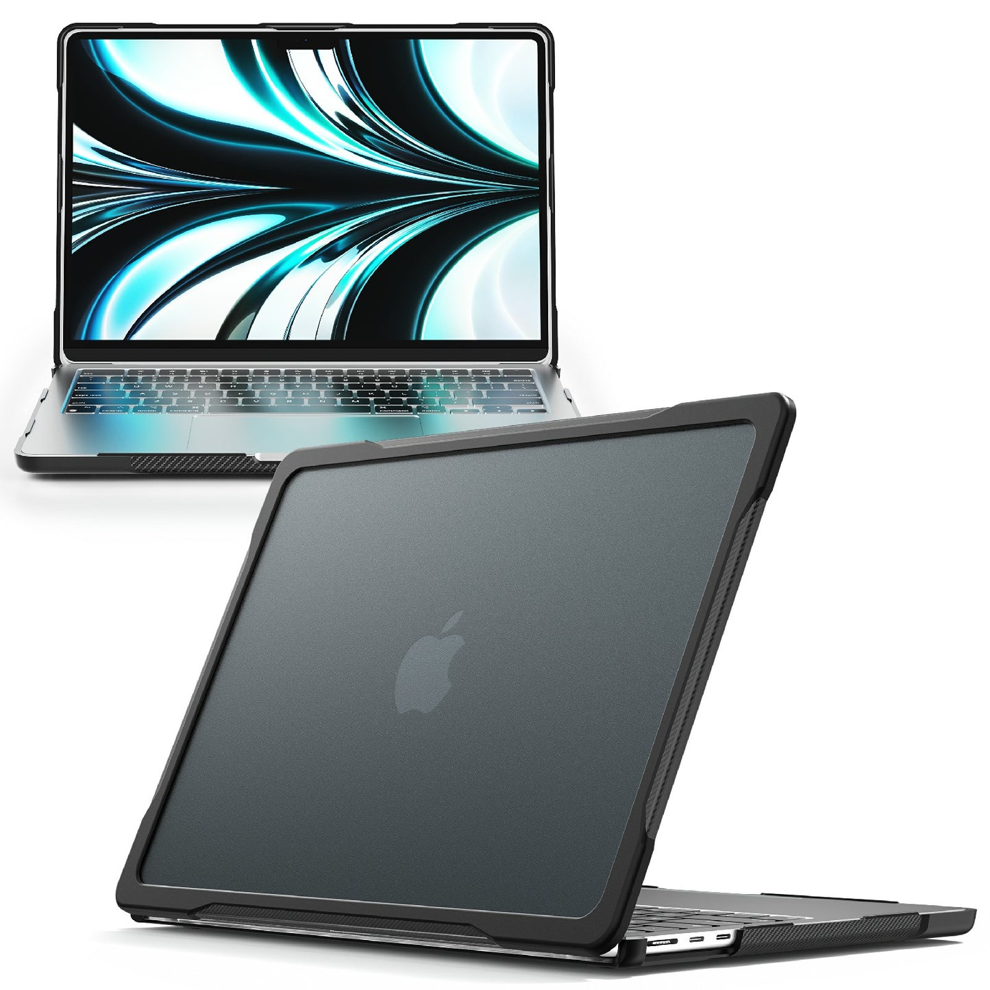 Sailor Series Laptop Case for MacBook Air 13 inch (2022) M2 A2681 Anti-scratch PC+TPU Cover - Transparent Black