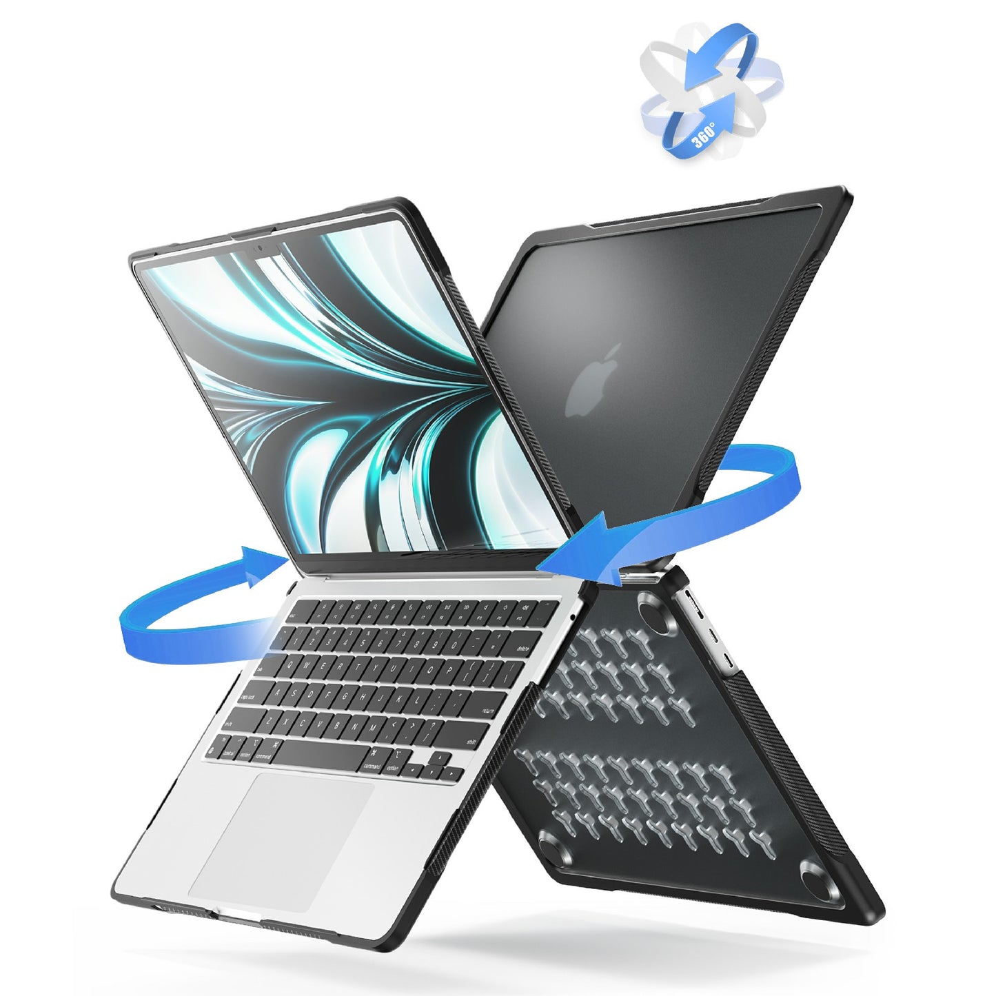 Sailor Series Laptop Case for MacBook Air 13 inch (2022) M2 A2681 Anti-scratch PC+TPU Cover - Transparent Black