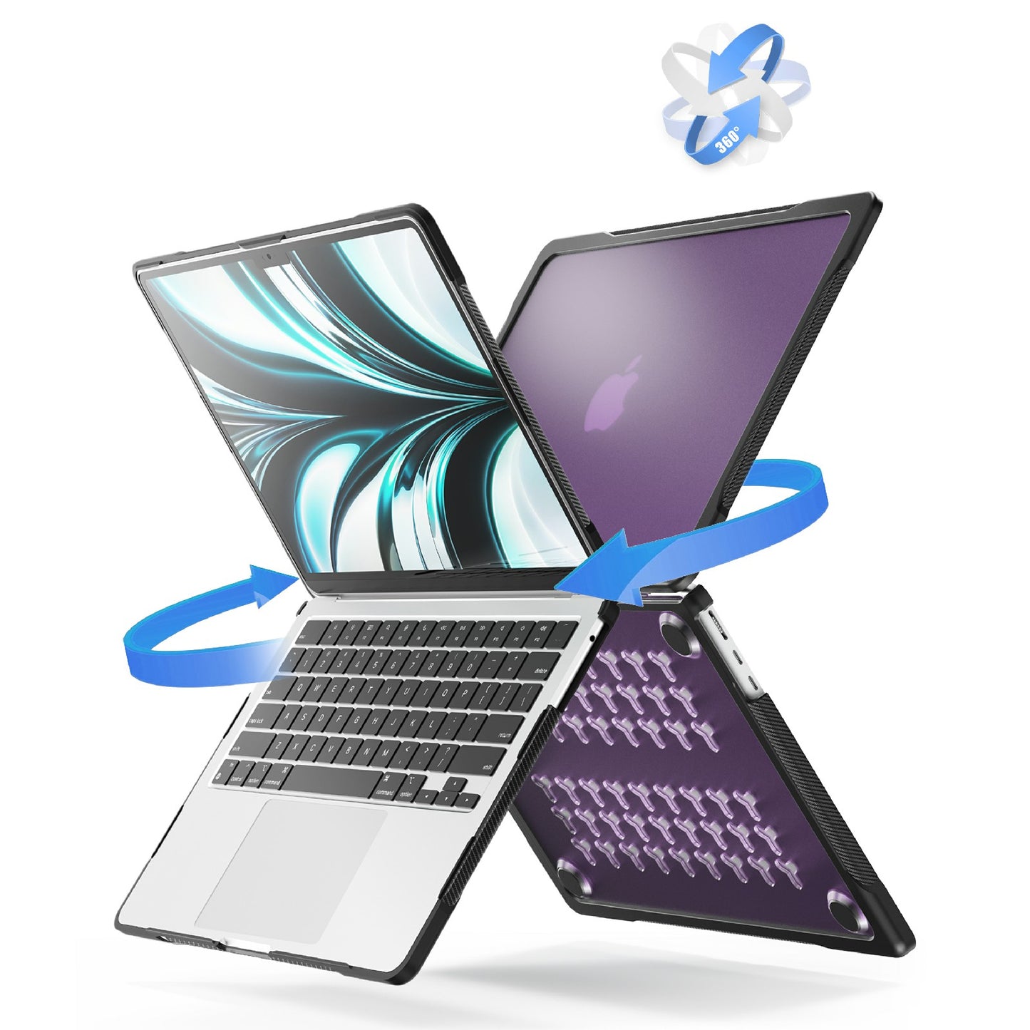 for MacBook Pro 13 inch (2016) A1706 A1708 / (2018) A1989 / (2019) A2159 / (2020) A2289 A2251 A2338 (M1 / M2) Sailor Series Laptop Case PC+TPU Cover - Transparent Purple