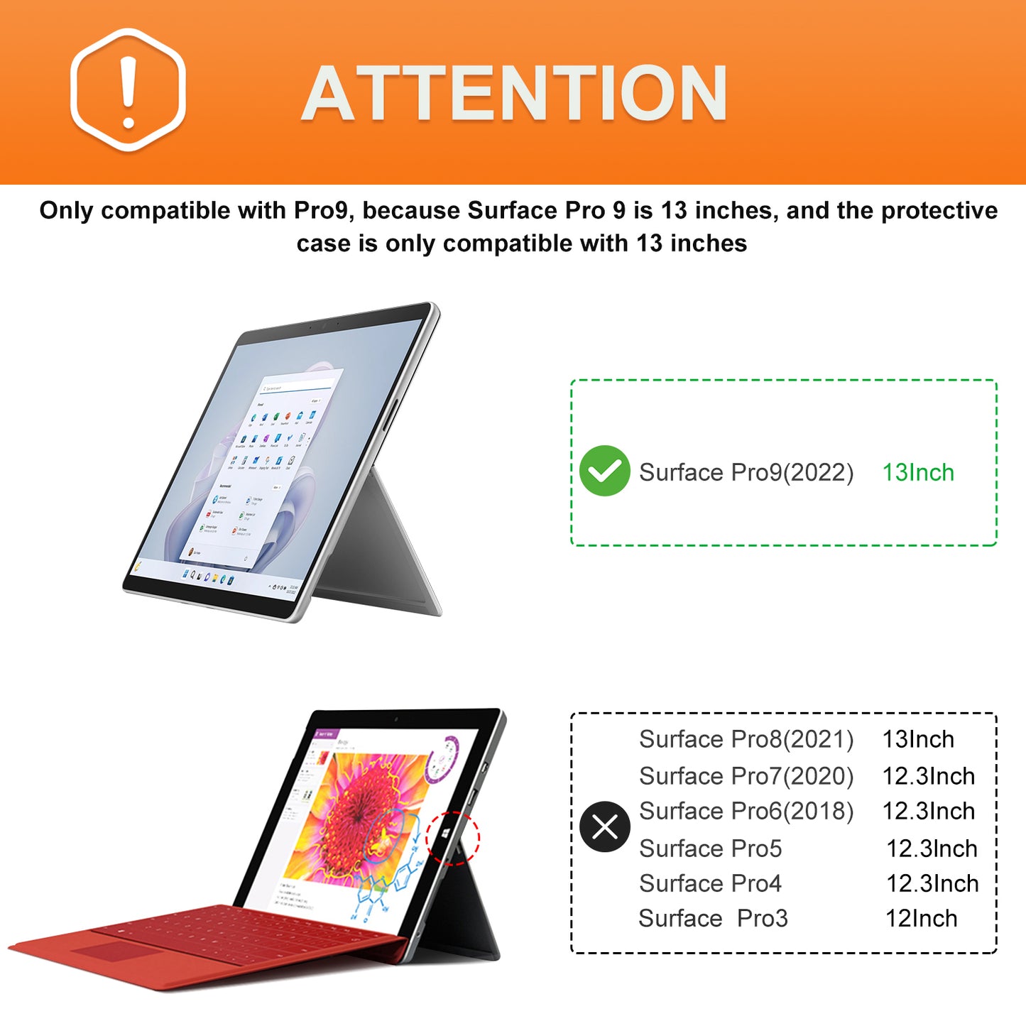 Uniqkart for Microsoft Surface Pro 9 Microfiber Leather Tablet Case Flip Stand Protective Cover with Pen Holder
