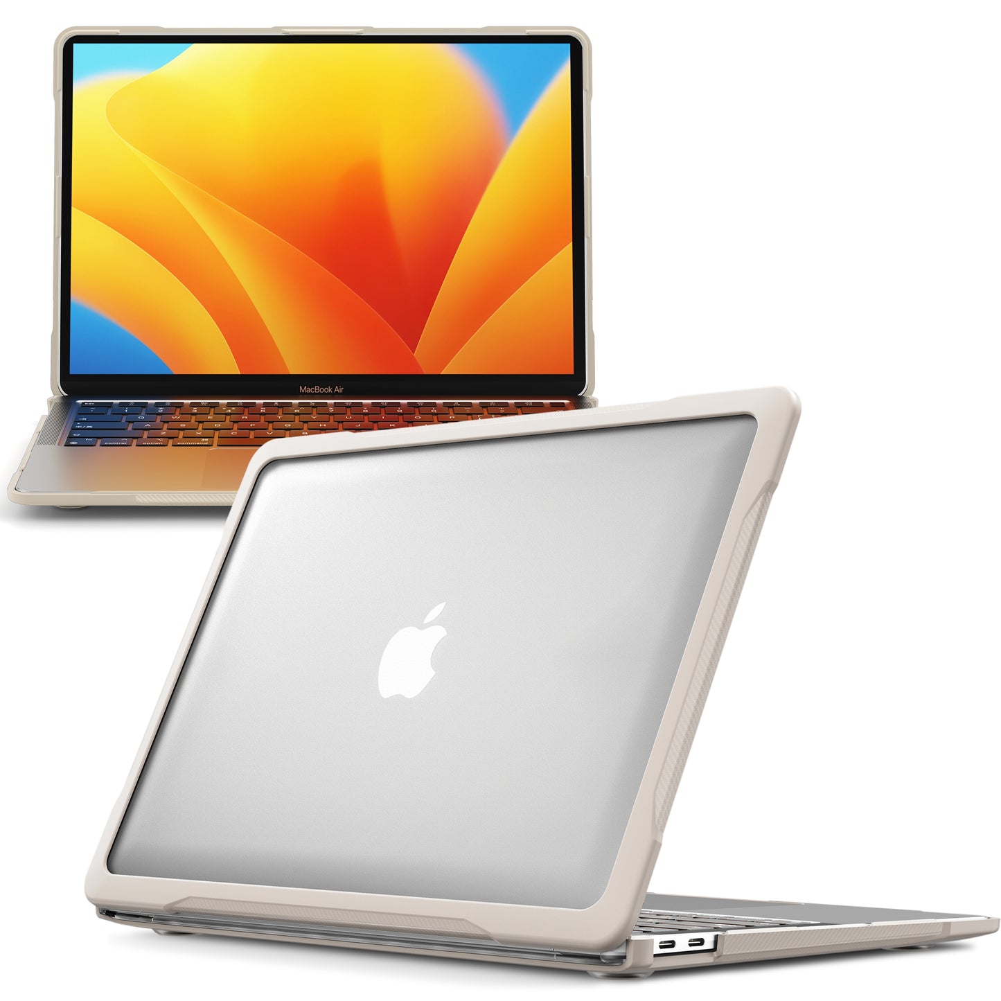 For MacBook Air 13 inch (2018) A1932 / (2020) A2337 M1 A2179 Shockproof PC+TPU Cover Anti-Drop Laptop Case - Khaki