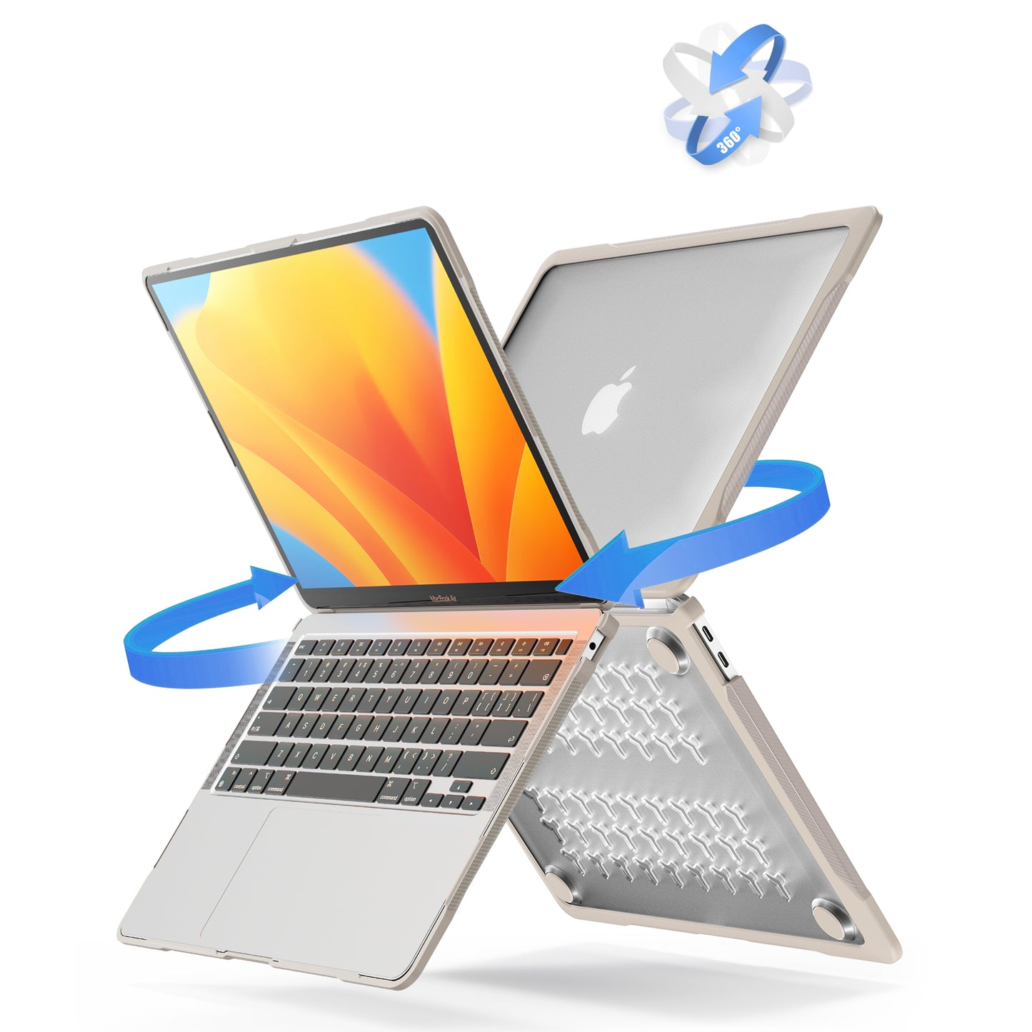 For MacBook Air 13 inch (2018) A1932 / (2020) A2337 M1 A2179 Shockproof PC+TPU Cover Anti-Drop Laptop Case - Khaki