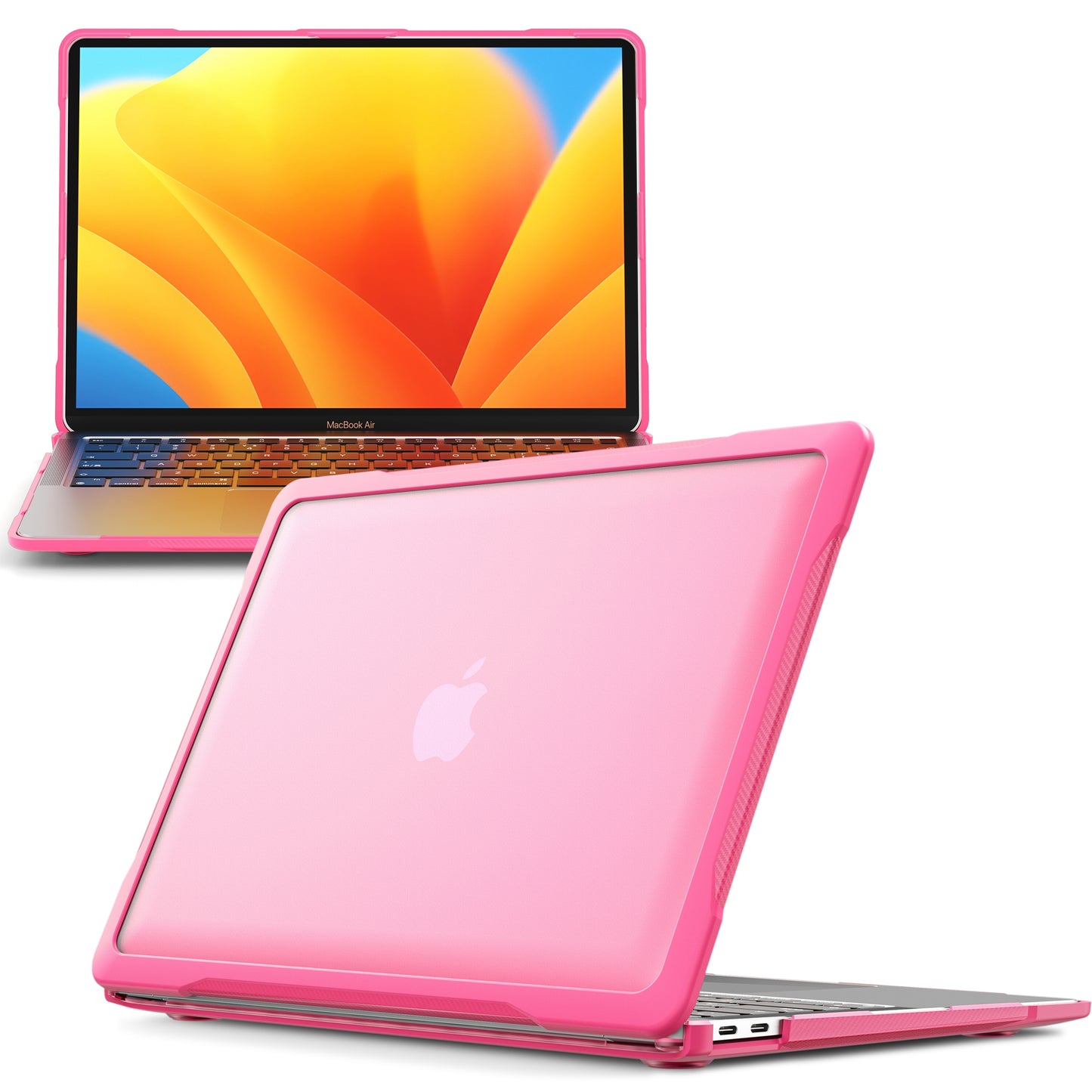 For MacBook Air 13 inch (2018) A1932 / (2020) A2337 M1 A2179 Shockproof PC+TPU Cover Anti-Drop Laptop Case - Rose