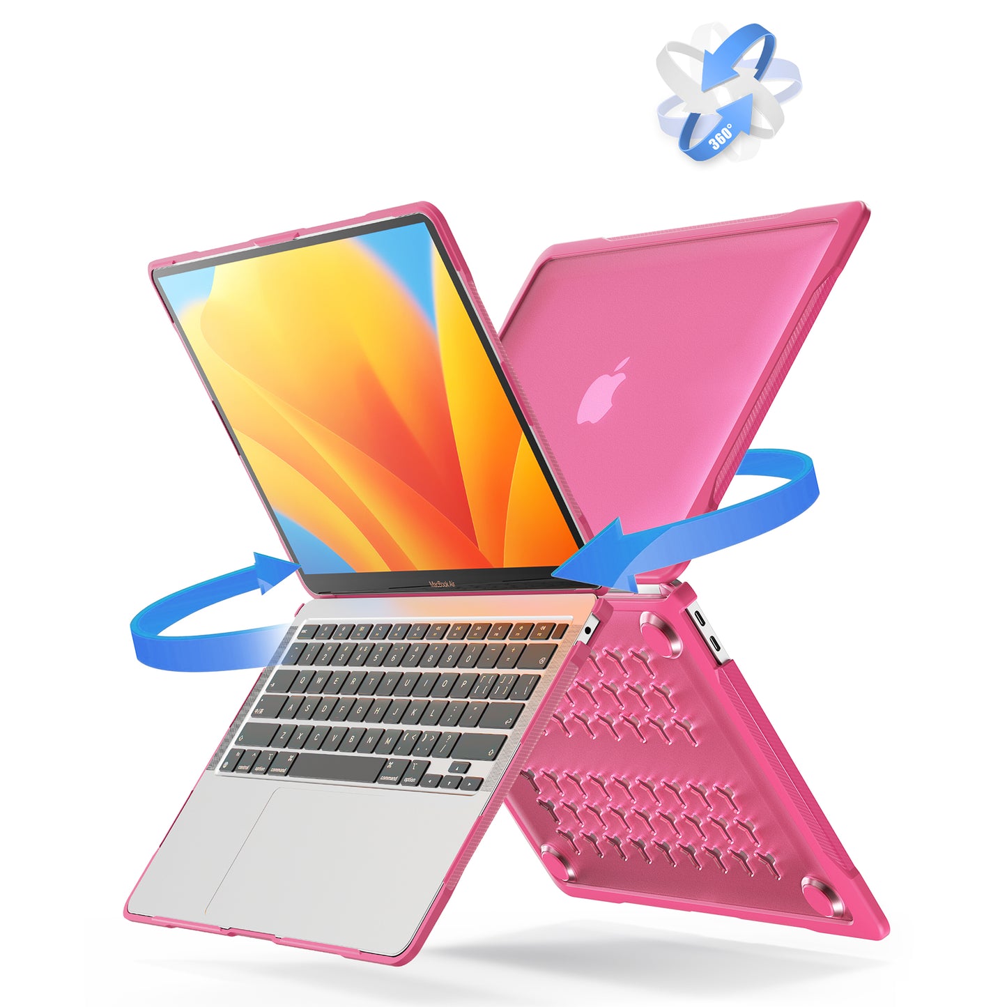 For MacBook Air 13 inch (2018) A1932 / (2020) A2337 M1 A2179 Shockproof PC+TPU Cover Anti-Drop Laptop Case - Rose