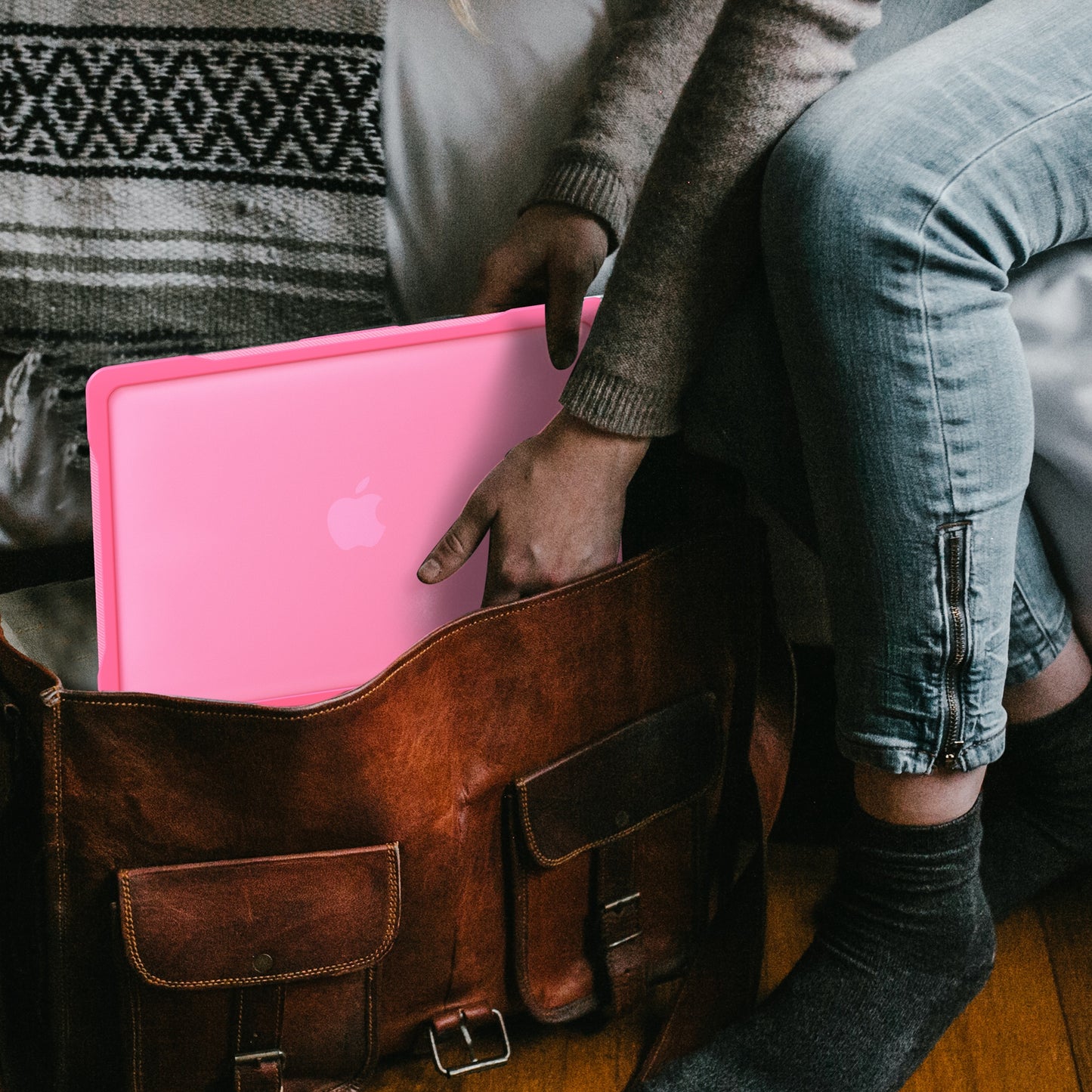 For MacBook Air 13 inch (2018) A1932 / (2020) A2337 M1 A2179 Shockproof PC+TPU Cover Anti-Drop Laptop Case - Rose