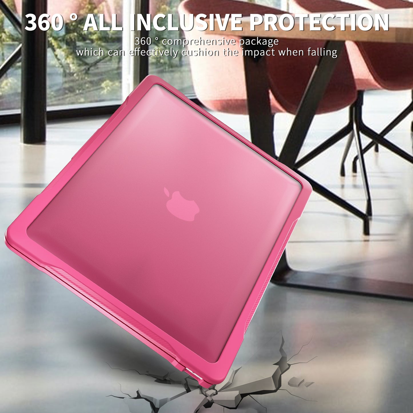 For MacBook Air 13 inch (2018) A1932 / (2020) A2337 M1 A2179 Shockproof PC+TPU Cover Anti-Drop Laptop Case - Rose