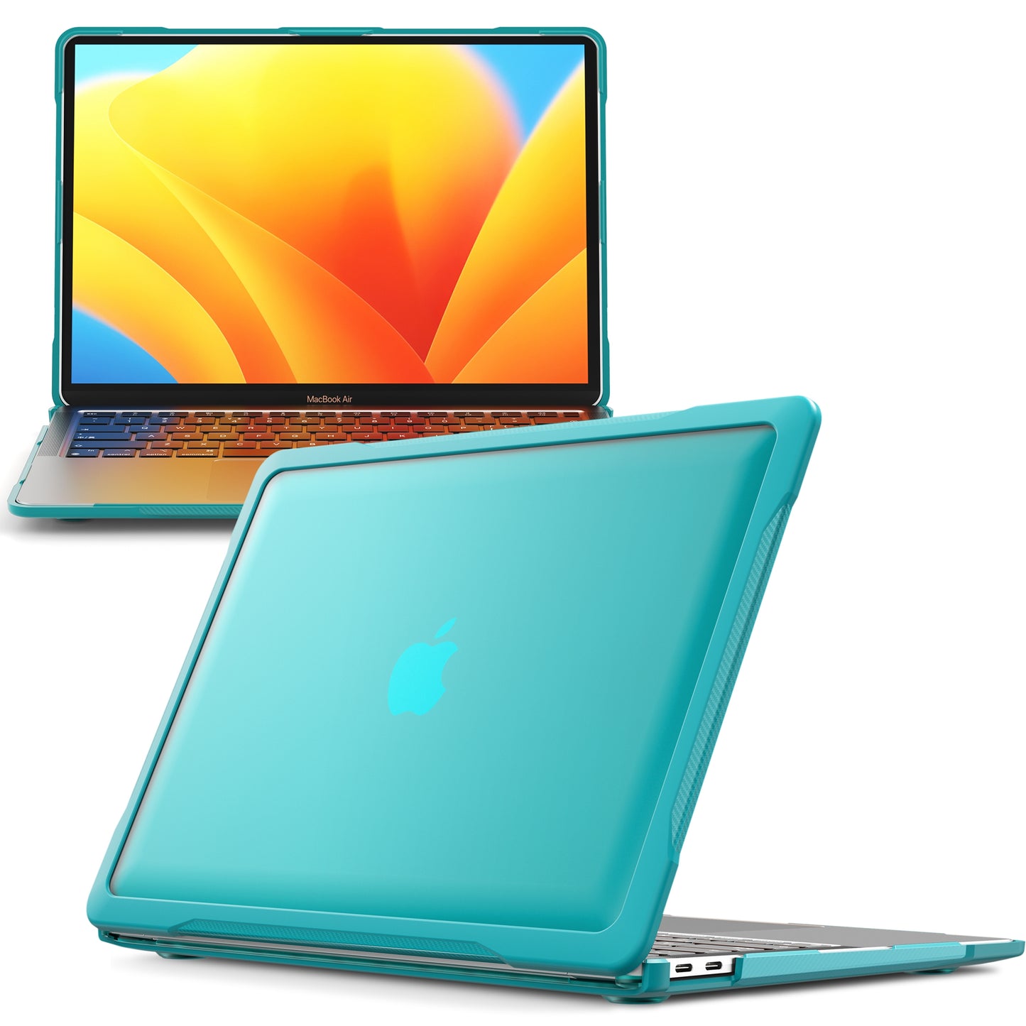 For MacBook Air 13 inch (2018) A1932 / (2020) A2337 M1 A2179 Shockproof PC+TPU Cover Anti-Drop Laptop Case - Baby Blue