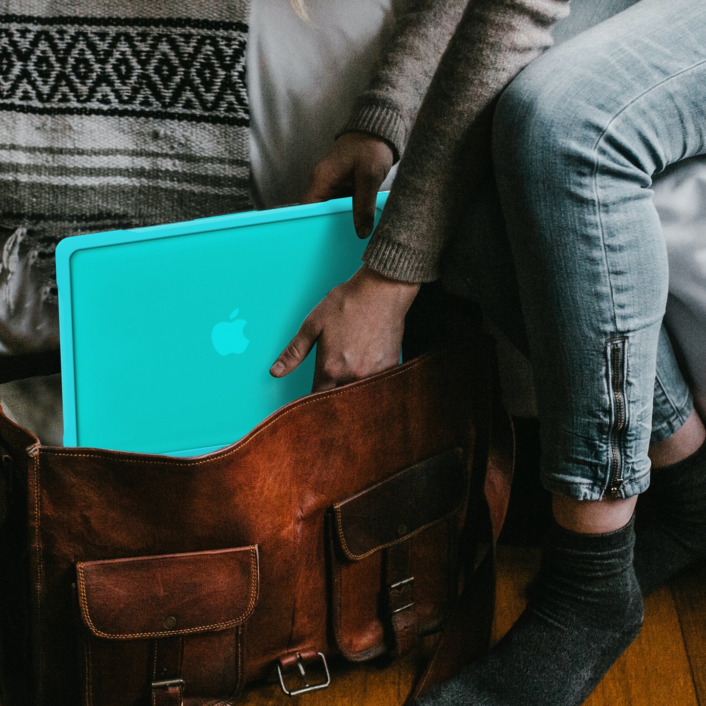 For MacBook Air 13 inch (2018) A1932 / (2020) A2337 M1 A2179 Shockproof PC+TPU Cover Anti-Drop Laptop Case - Baby Blue