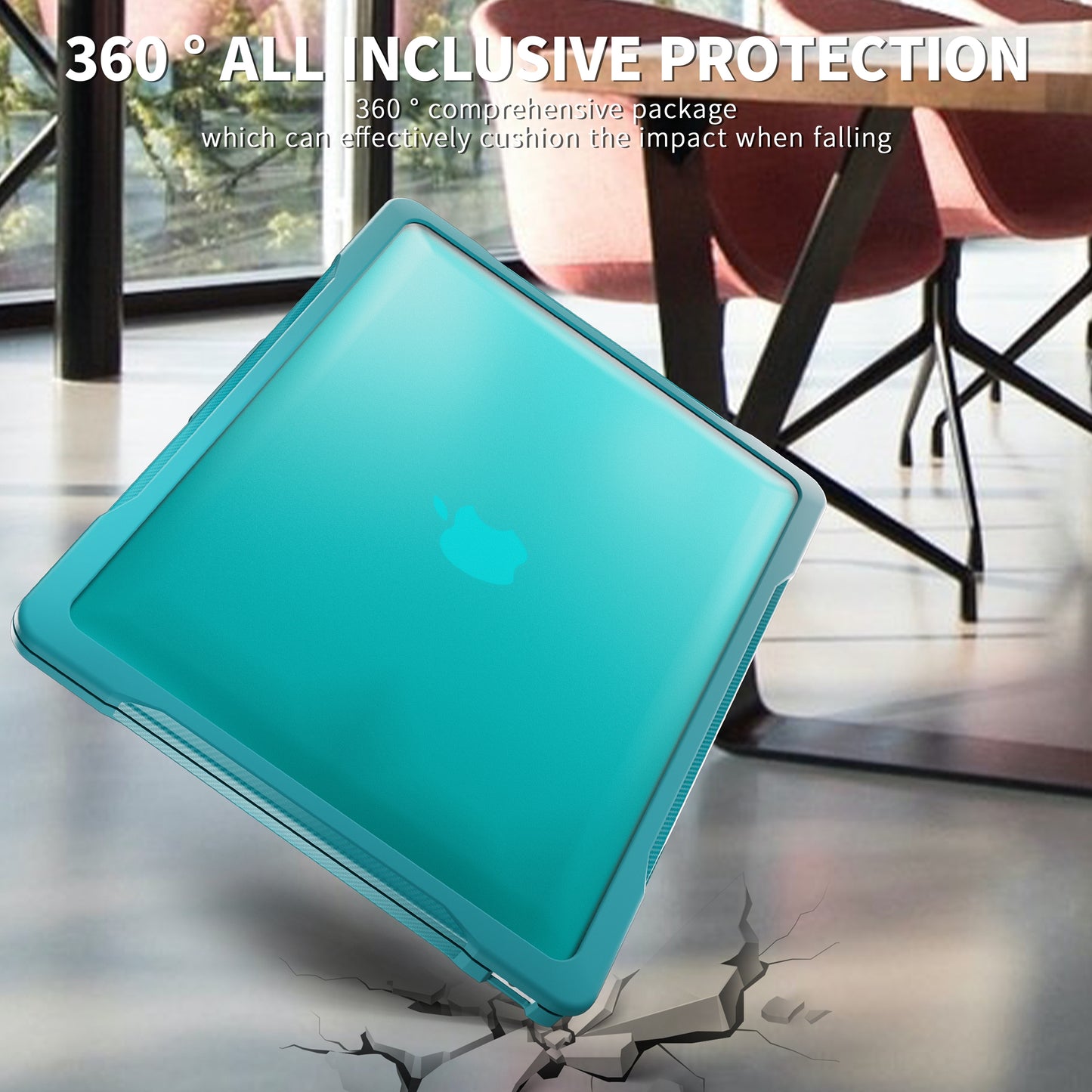 For MacBook Air 13 inch (2018) A1932 / (2020) A2337 M1 A2179 Shockproof PC+TPU Cover Anti-Drop Laptop Case - Baby Blue
