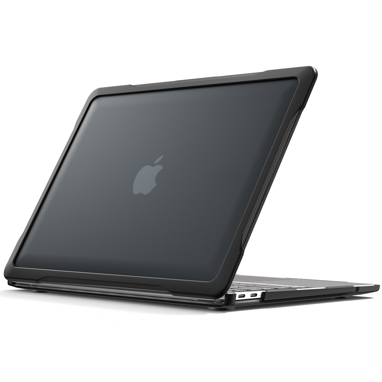 For MacBook Air 13 inch (2018) A1932 / (2020) A2337 M1 A2179 Shockproof PC+TPU Cover Anti-Drop Laptop Case - Transparent Black