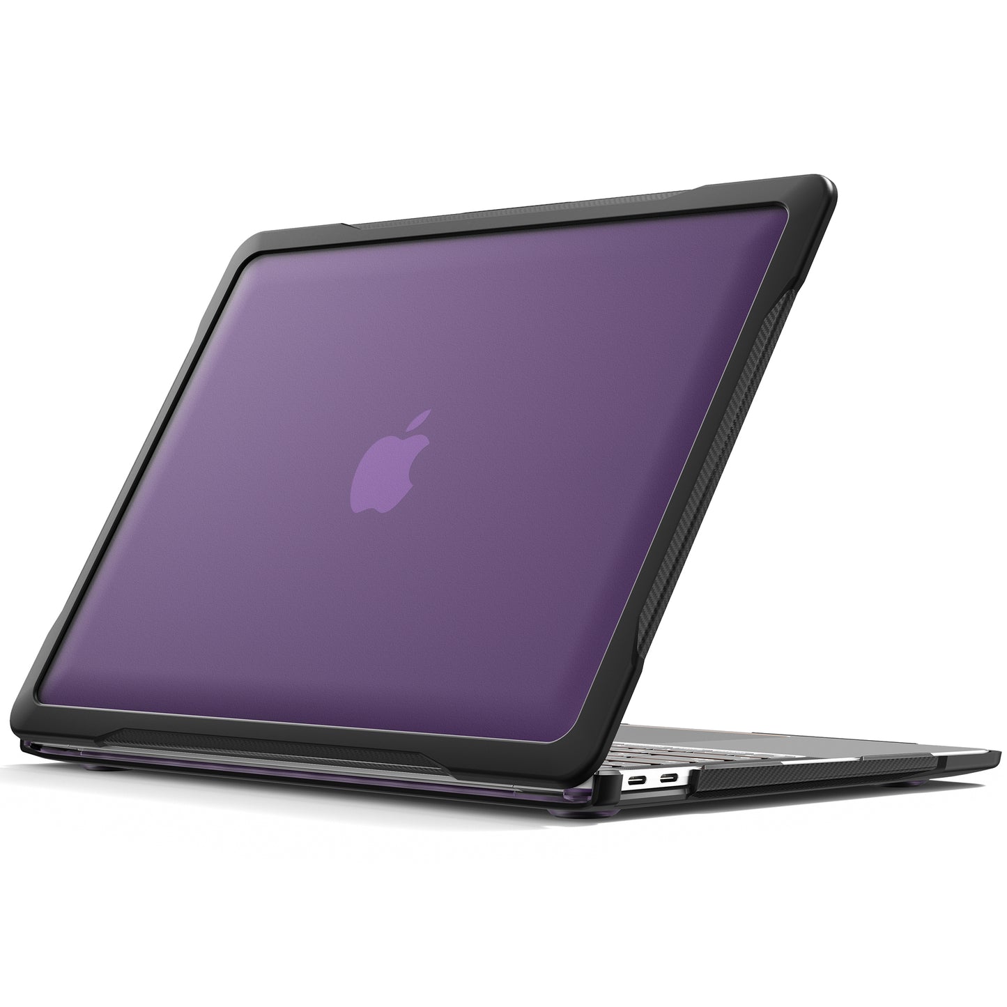For MacBook Air 13 inch (2018) A1932 / (2020) A2337 M1 A2179 Shockproof PC+TPU Cover Anti-Drop Laptop Case - Transparent Purple