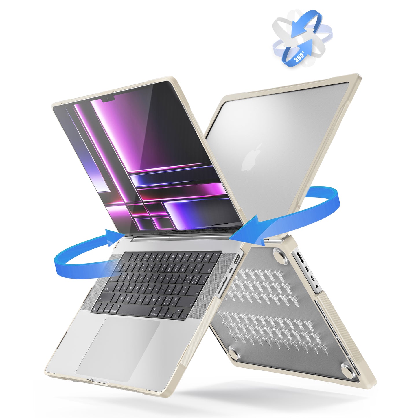 For MacBook Pro 16 inch (2021) A2485 / (2023) A2780 (M1 / M2) PC+TPU Laptop Cover Anti-Drop Shockproof Case - Khaki