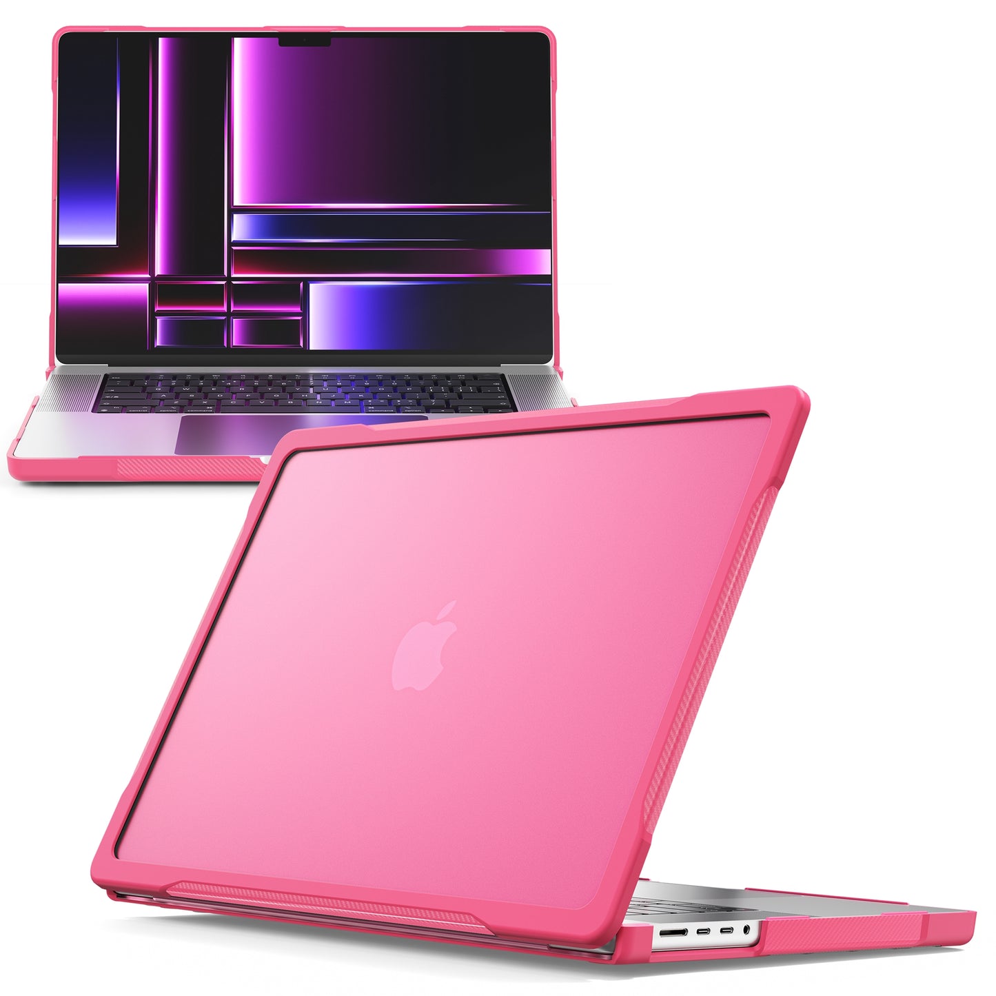 For MacBook Pro 16 inch (2021) A2485 / (2023) A2780 (M1 / M2) PC+TPU Laptop Cover Anti-Drop Shockproof Case - Rose