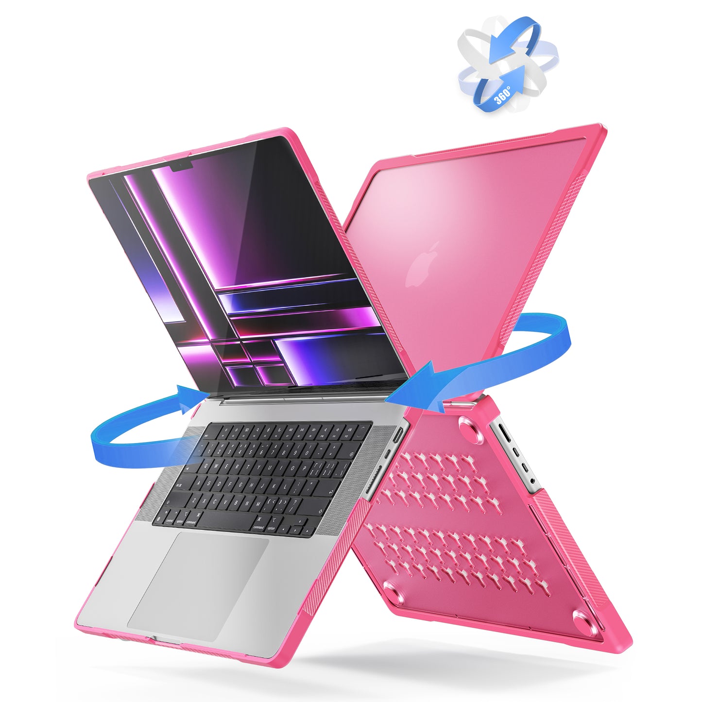 For MacBook Pro 16 inch (2021) A2485 / (2023) A2780 (M1 / M2) PC+TPU Laptop Cover Anti-Drop Shockproof Case - Rose