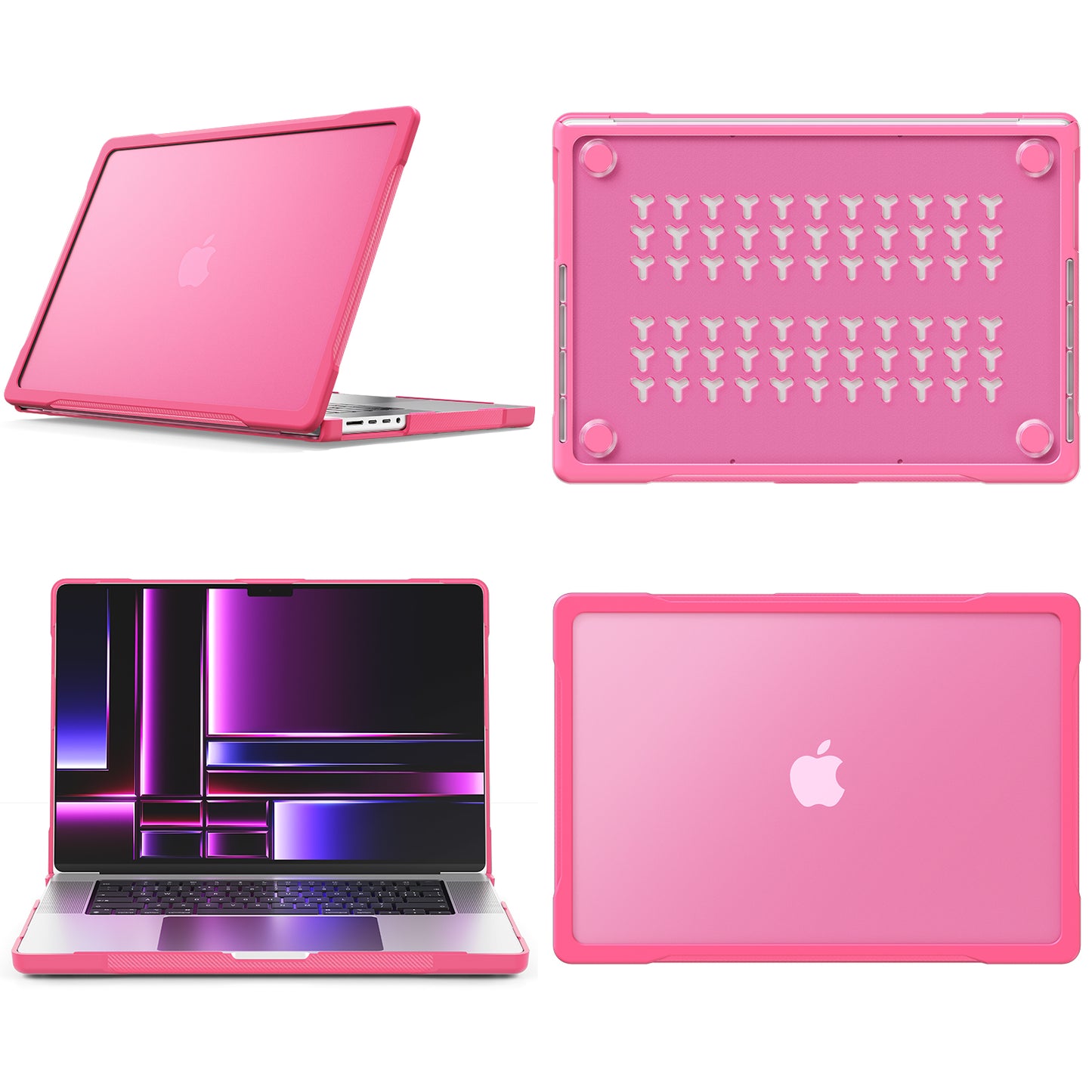 For MacBook Pro 16 inch (2021) A2485 / (2023) A2780 (M1 / M2) PC+TPU Laptop Cover Anti-Drop Shockproof Case - Rose