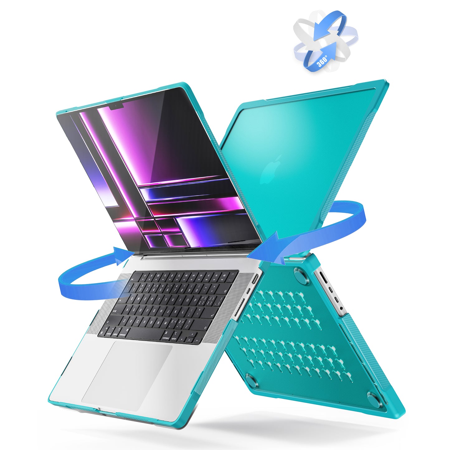 For MacBook Pro 16 inch (2021) A2485 / (2023) A2780 (M1 / M2) PC+TPU Laptop Cover Anti-Drop Shockproof Case - Baby Blue