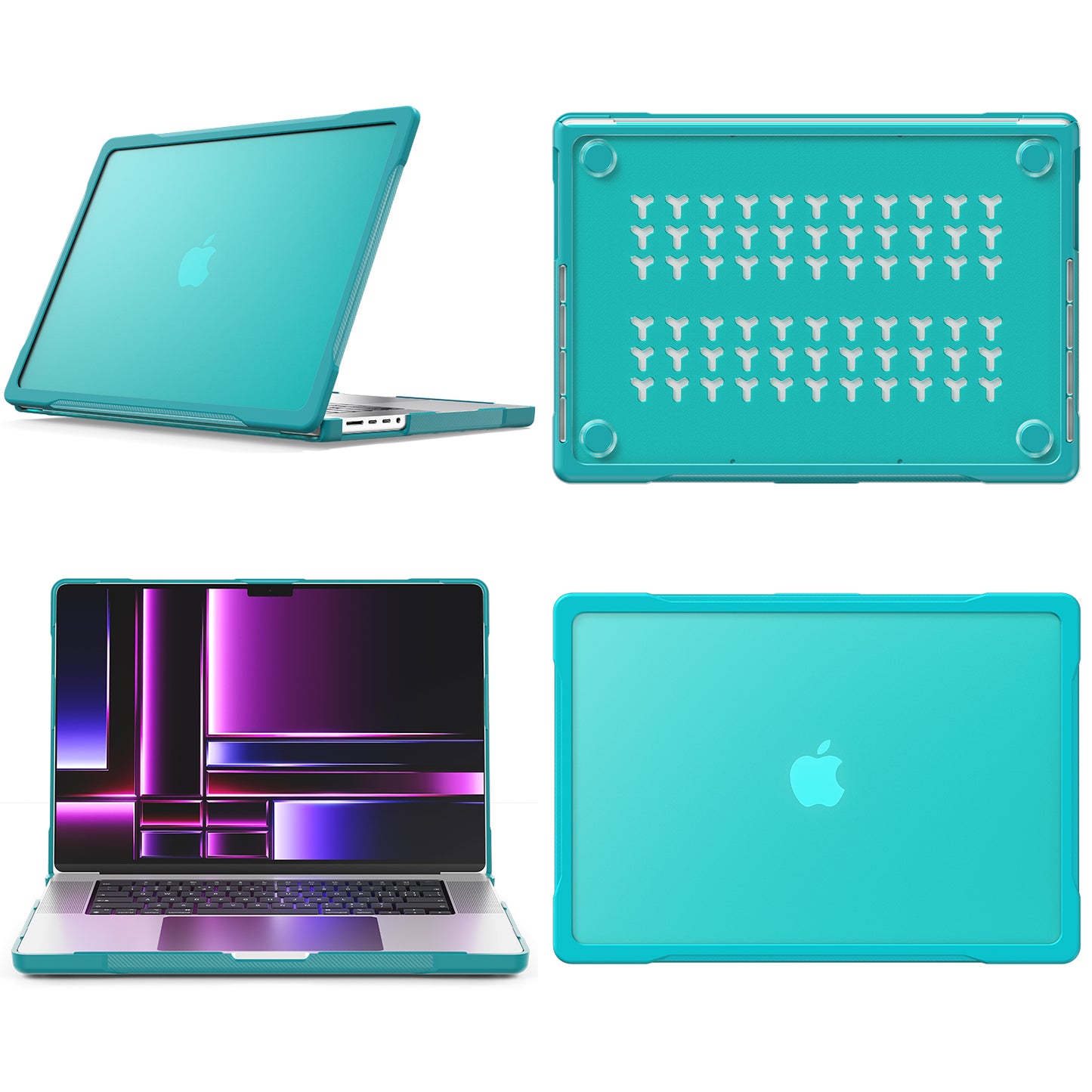 For MacBook Pro 16 inch (2021) A2485 / (2023) A2780 (M1 / M2) PC+TPU Laptop Cover Anti-Drop Shockproof Case - Baby Blue