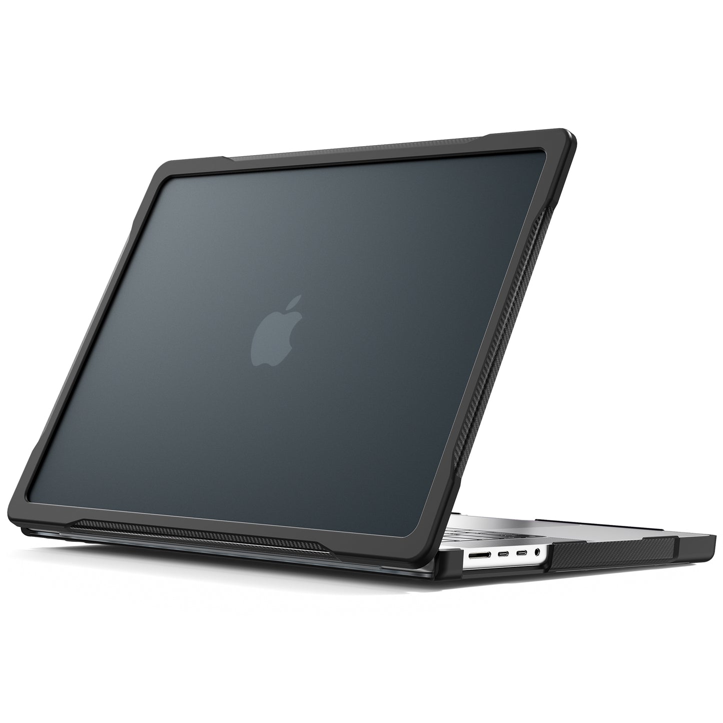 For MacBook Pro 16 inch (2021) A2485 / (2023) A2780 (M1 / M2) PC+TPU Laptop Cover Anti-Drop Shockproof Case - Transparent Black