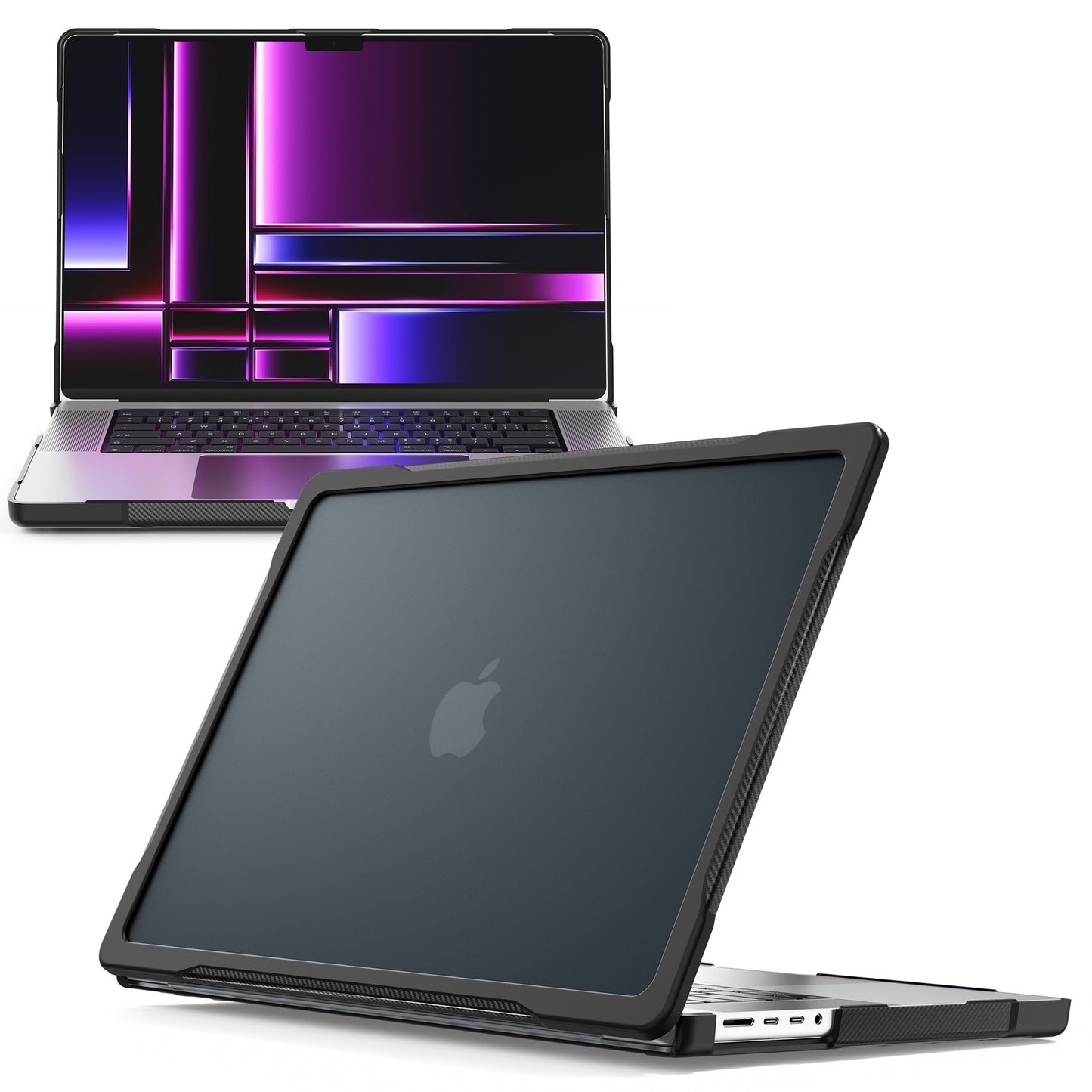 For MacBook Pro 16 inch (2021) A2485 / (2023) A2780 (M1 / M2) PC+TPU Laptop Cover Anti-Drop Shockproof Case - Transparent Black