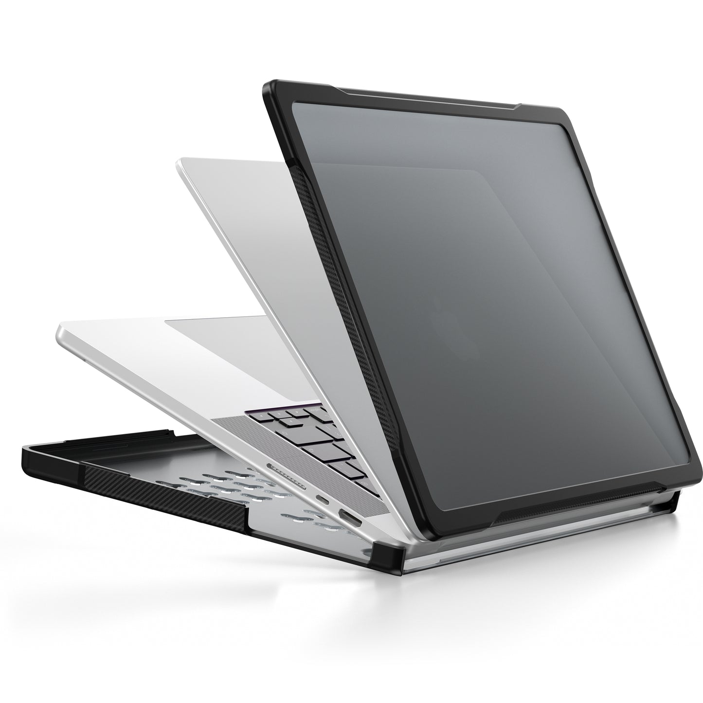 For MacBook Pro 16 inch (2021) A2485 / (2023) A2780 (M1 / M2) PC+TPU Laptop Cover Anti-Drop Shockproof Case - Transparent Black