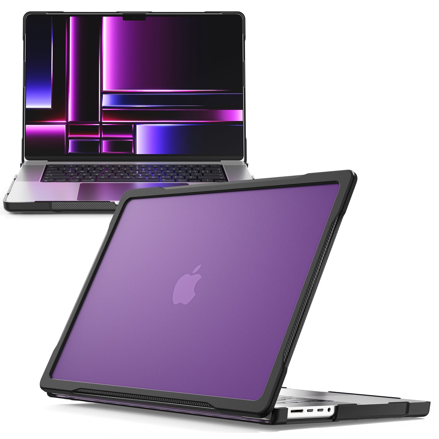 For MacBook Pro 16 inch (2021) A2485 / (2023) A2780 (M1 / M2) PC+TPU Laptop Cover Anti-Drop Shockproof Case - Transparent Purple