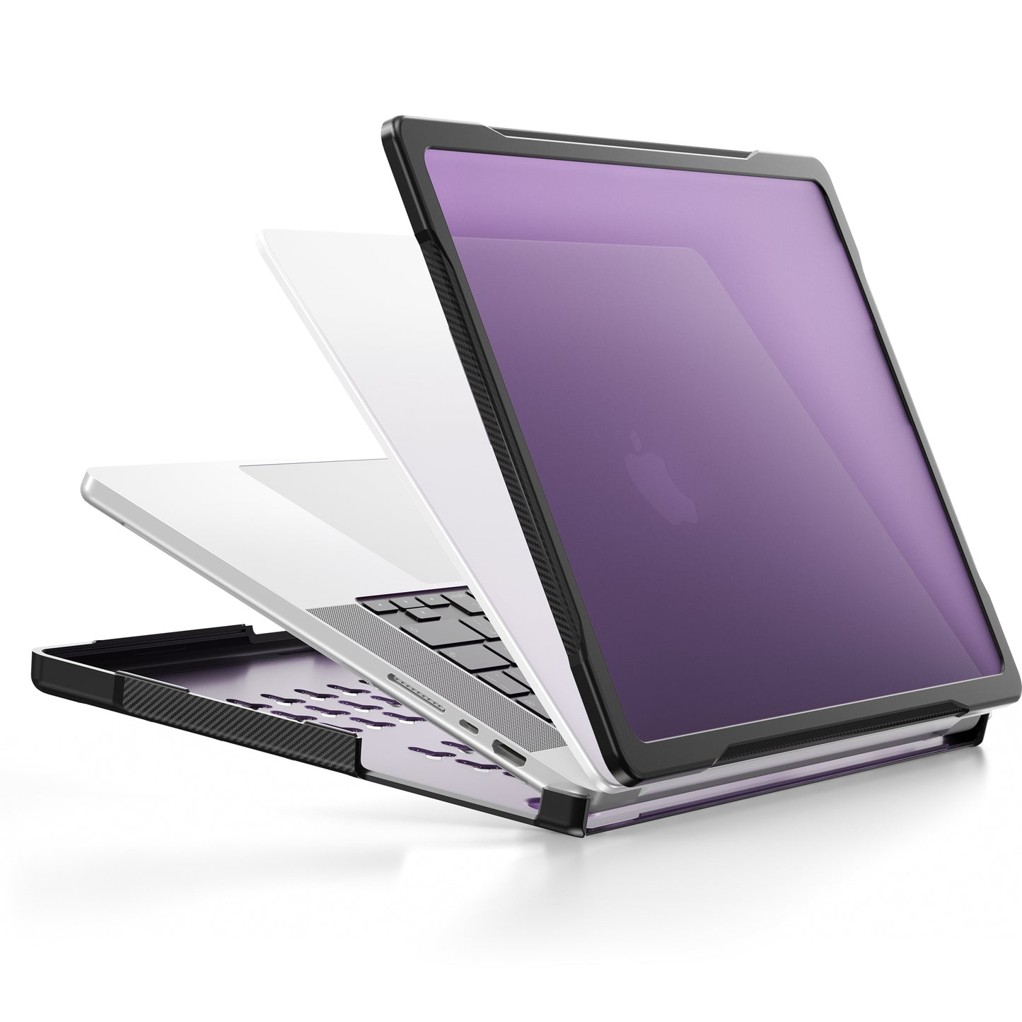 For MacBook Pro 16 inch (2021) A2485 / (2023) A2780 (M1 / M2) PC+TPU Laptop Cover Anti-Drop Shockproof Case - Transparent Purple