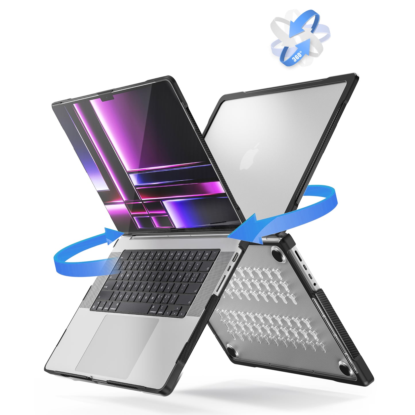 For MacBook Pro 16 inch (2021) A2485 / (2023) A2780 (M1 / M2) PC+TPU Laptop Cover Anti-Drop Shockproof Case - Transparent