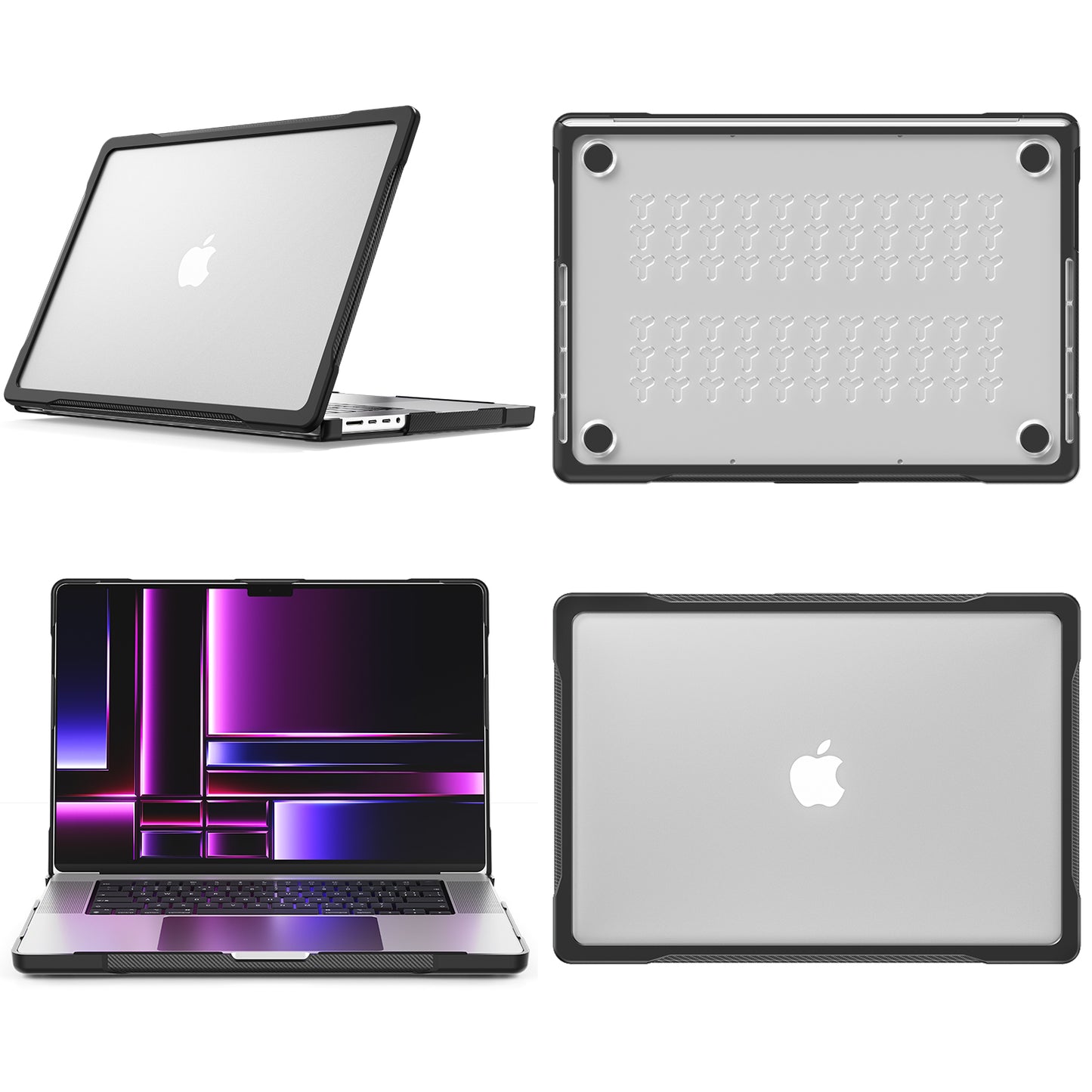 For MacBook Pro 16 inch (2021) A2485 / (2023) A2780 (M1 / M2) PC+TPU Laptop Cover Anti-Drop Shockproof Case - Transparent