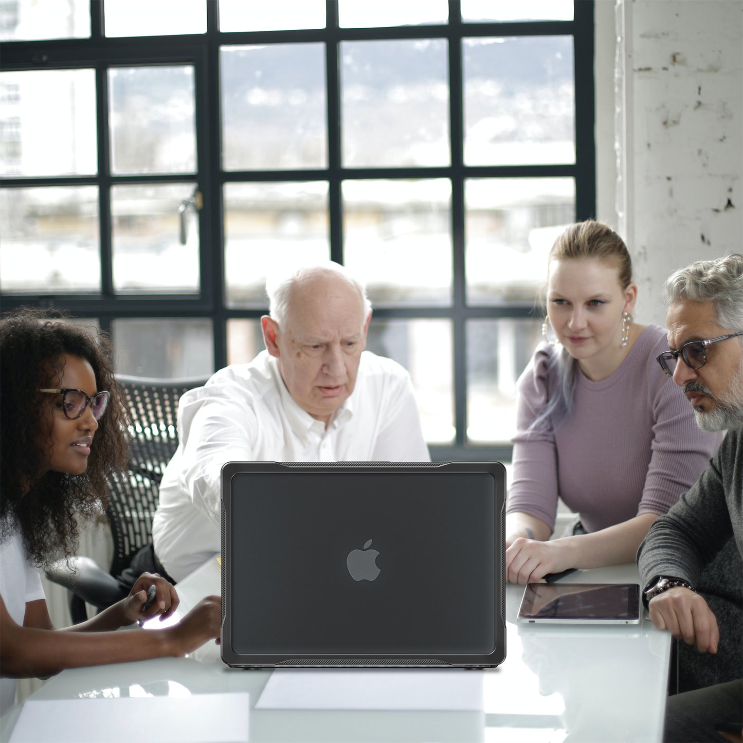 For MacBook Pro 14 inch (2021) A2442 / (2023) A2779 (M1 / M2) Sailor Series Laptop Case PC+TPU Notebook Protective Cover - Transparent Black